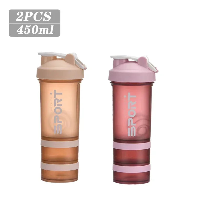 450ML 3-layer Sports Water Bottle & Protein Shaker