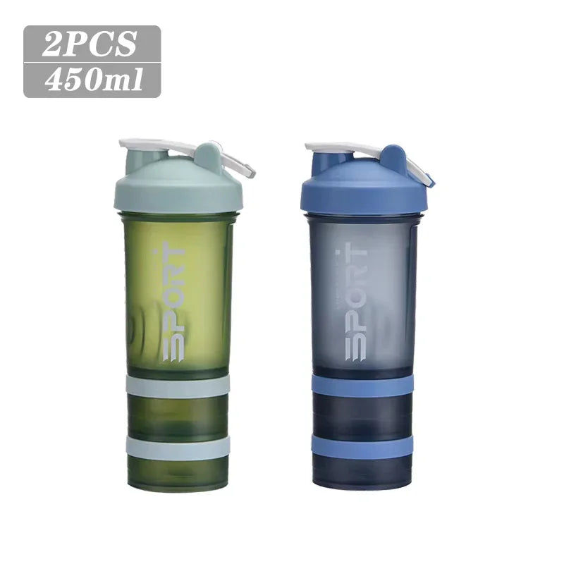 450ML 3-layer Sports Water Bottle & Protein Shaker