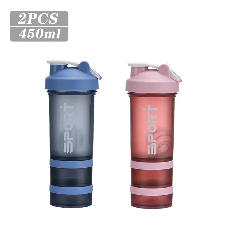 450ML 3-layer Sports Water Bottle & Protein Shaker
