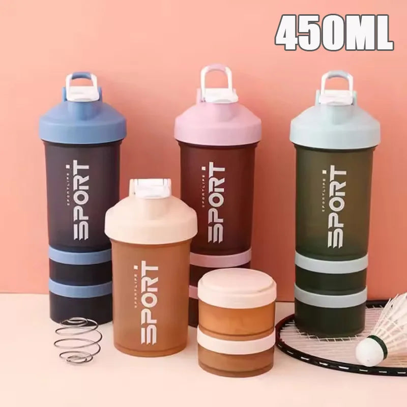 450ML 3-layer Sports Water Bottle & Protein Shaker