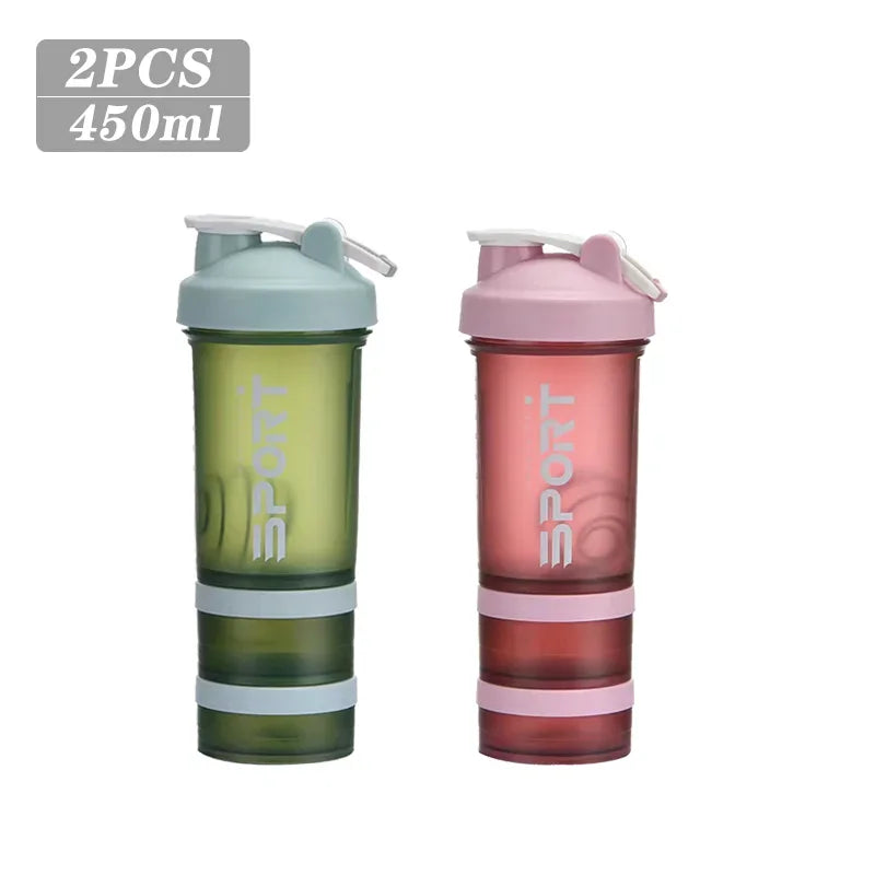 450ML 3-layer Sports Water Bottle & Protein Shaker